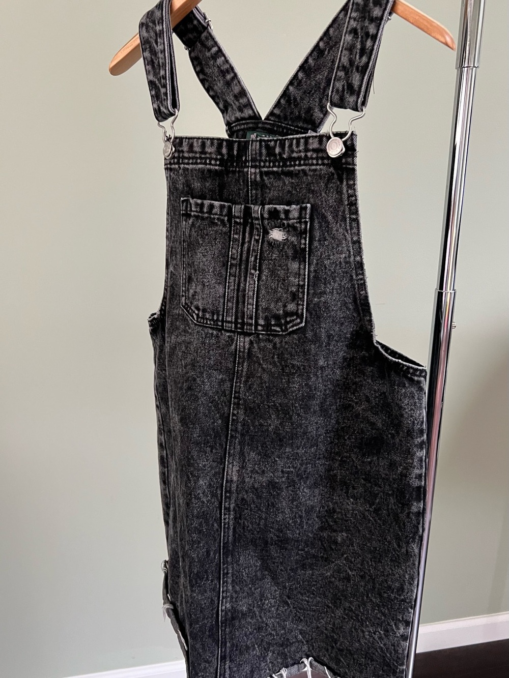 wild fable Black Washed Denim Overall Dress